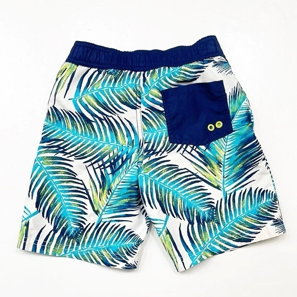 Crazy 8 little boys palm leaf print swim trunks